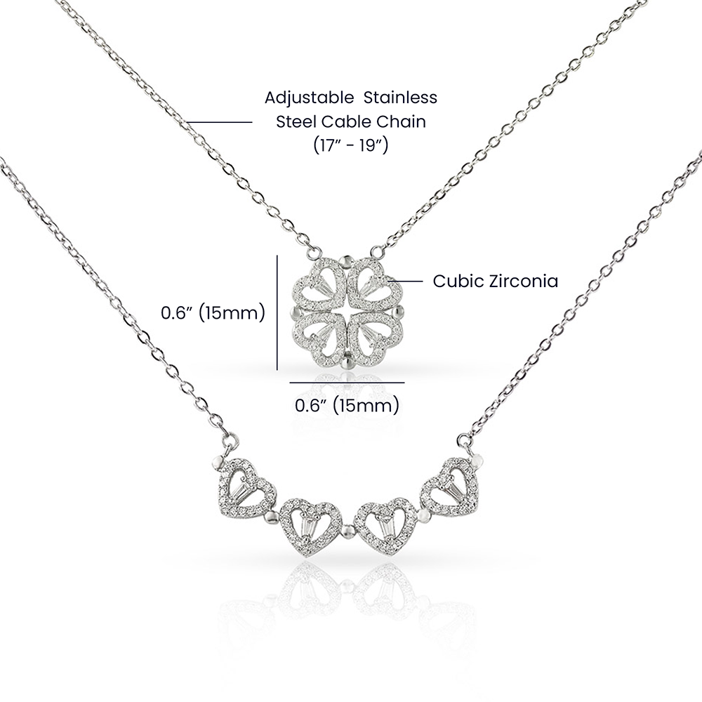 Lucky You Are My Mom-Magnetic Hearts Necklace