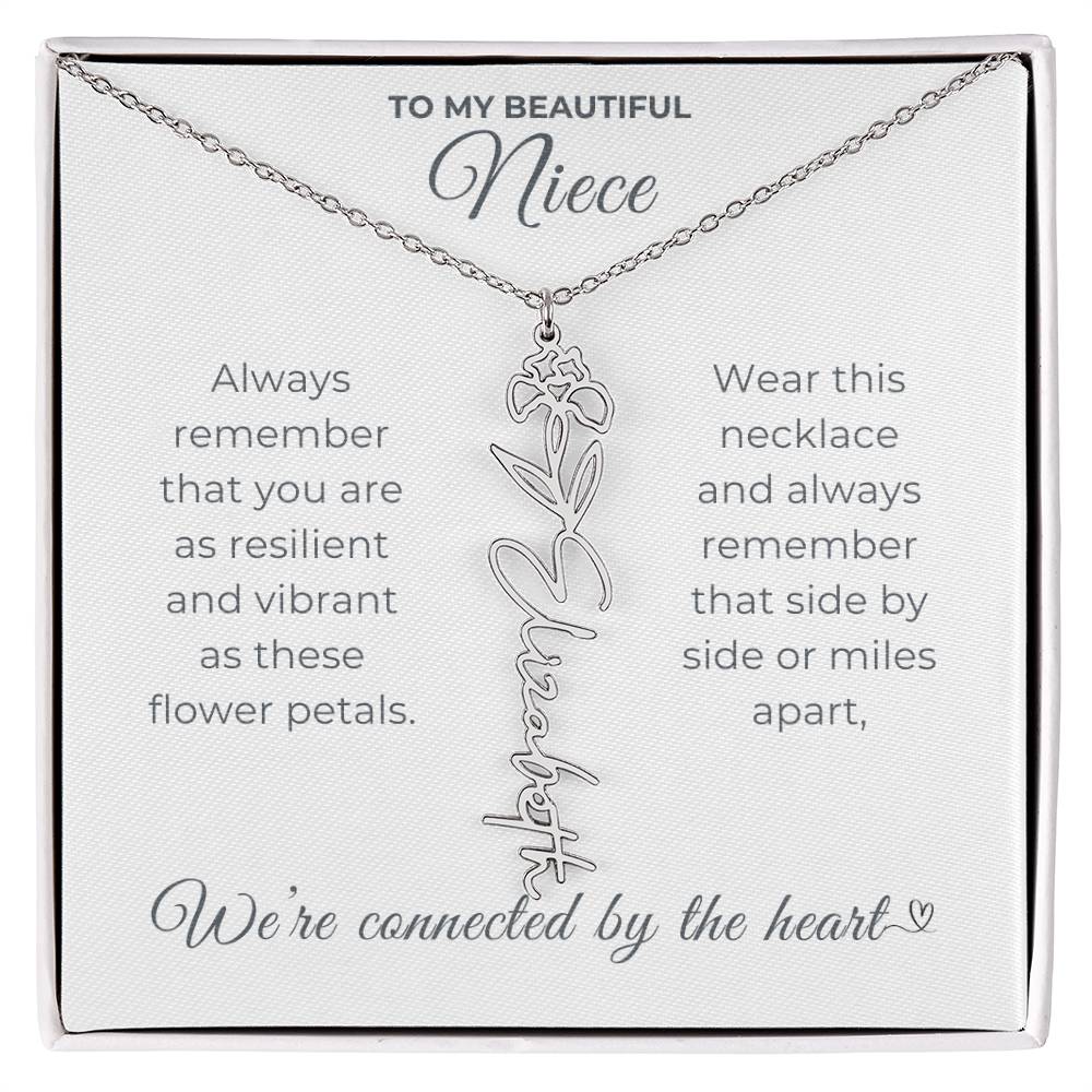 To My Beautiful Niece-"Vibrant Flower" Birth Month Name Necklace