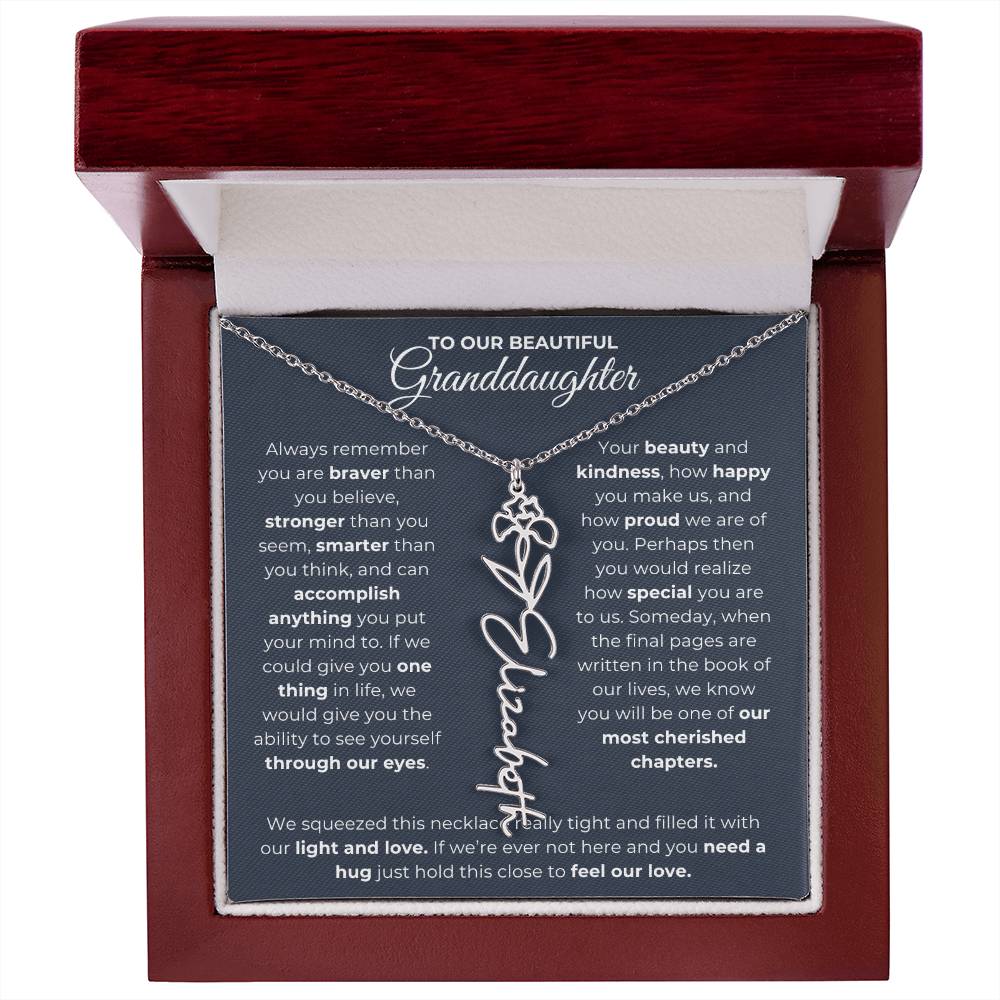 To My Beautiful Granddaughter-"Always Remember" Birth Month Name Necklace