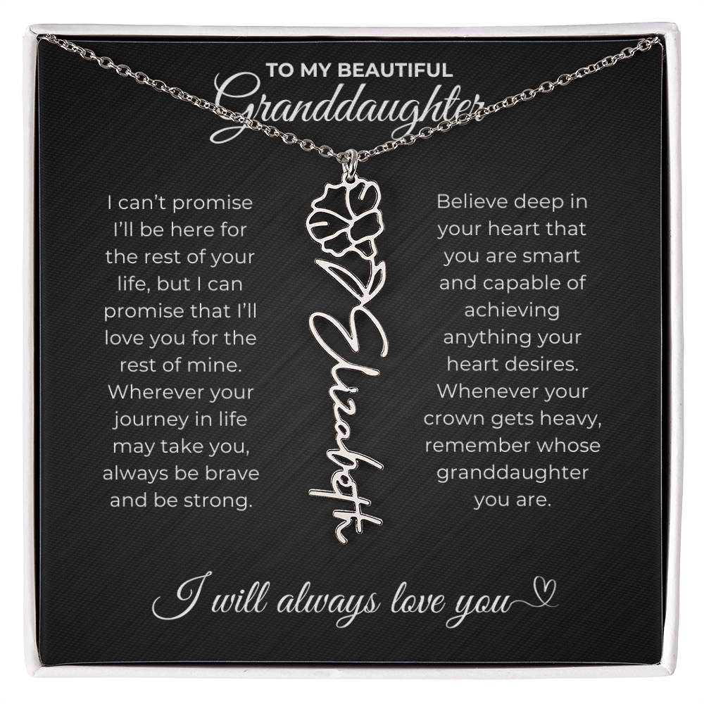 To My Beautiful Granddaughter-"Be Brave and Strong" Birth Month Name Necklace