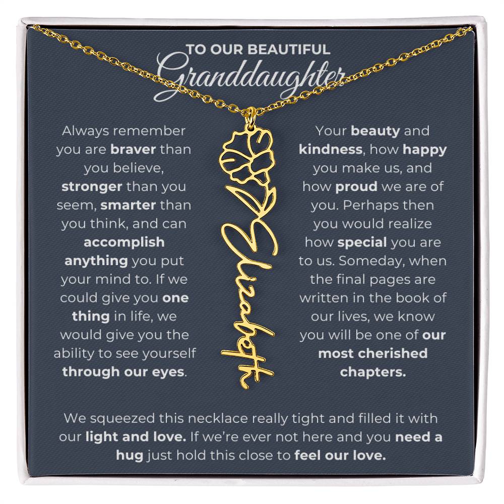 To My Beautiful Granddaughter-"Always Remember" Birth Month Name Necklace