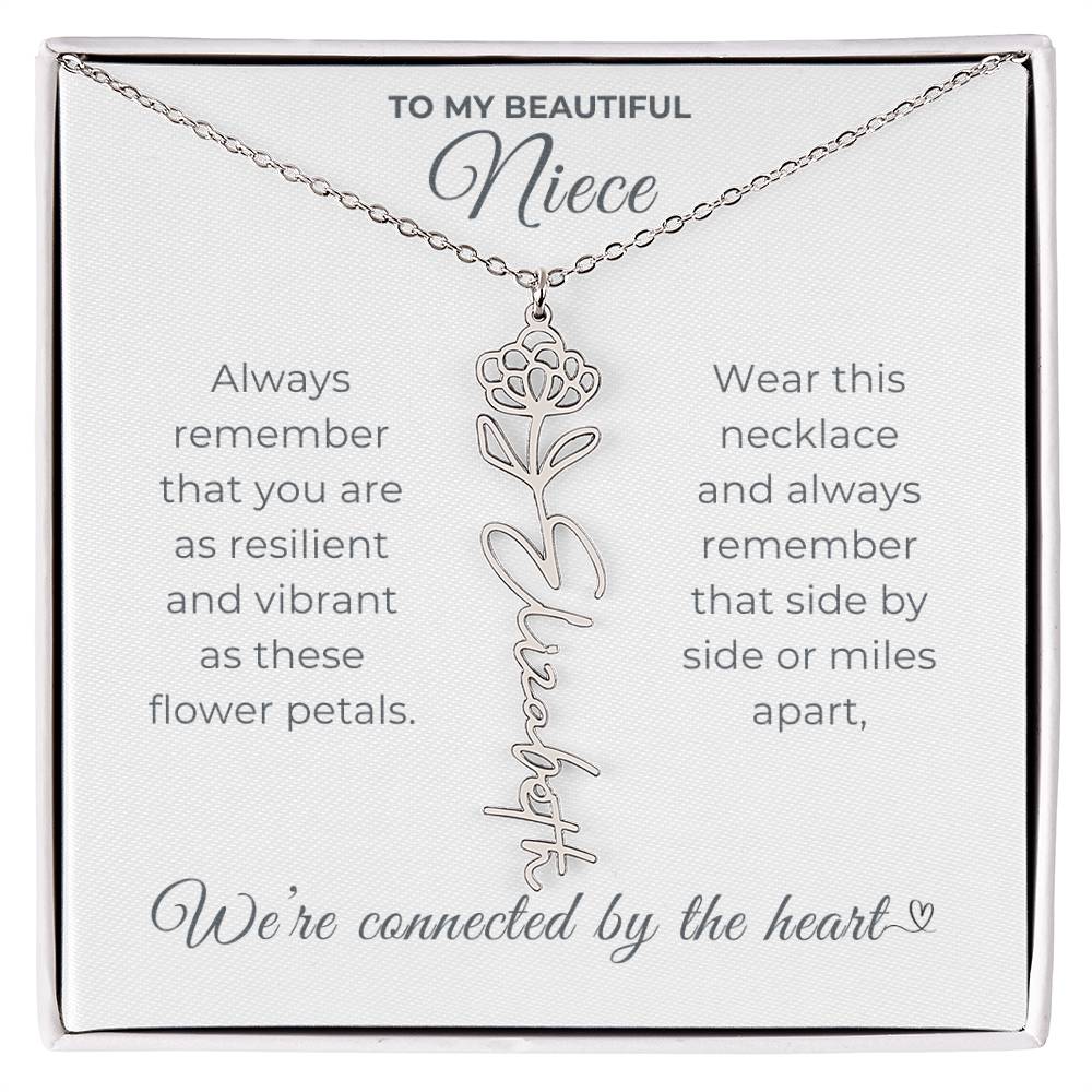 To My Beautiful Niece-"Vibrant Flower" Birth Month Name Necklace