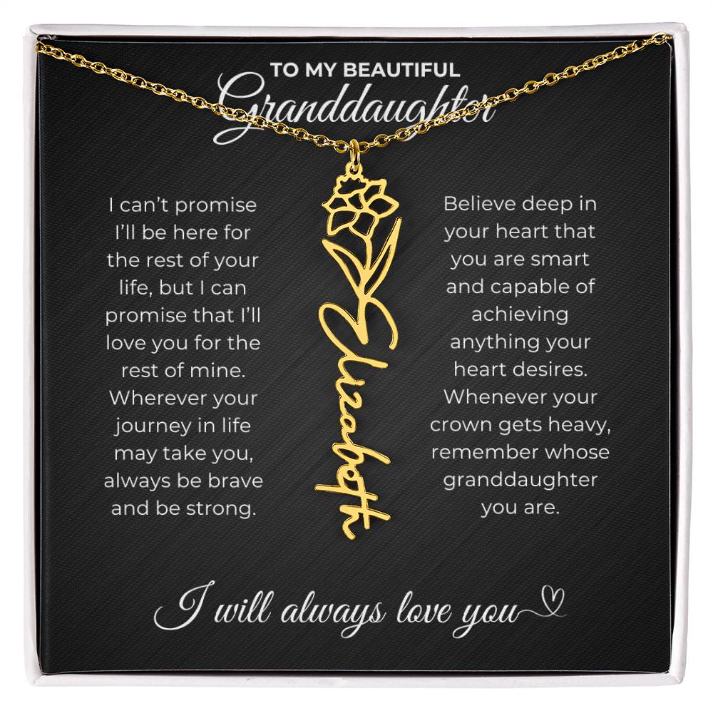 To My Beautiful Granddaughter-"Be Brave and Strong" Birth Month Name Necklace