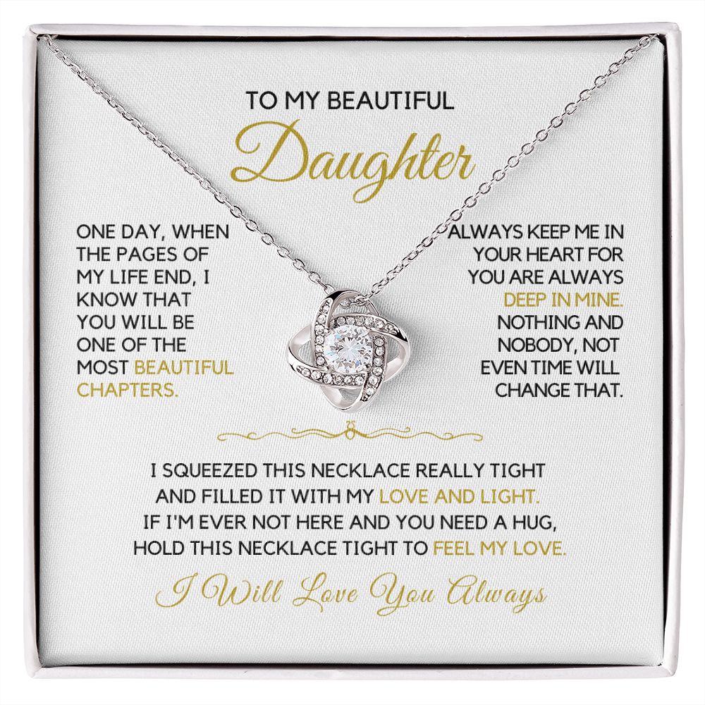 To My Daughter-"Beautiful Chapters" Love Knot Necklace