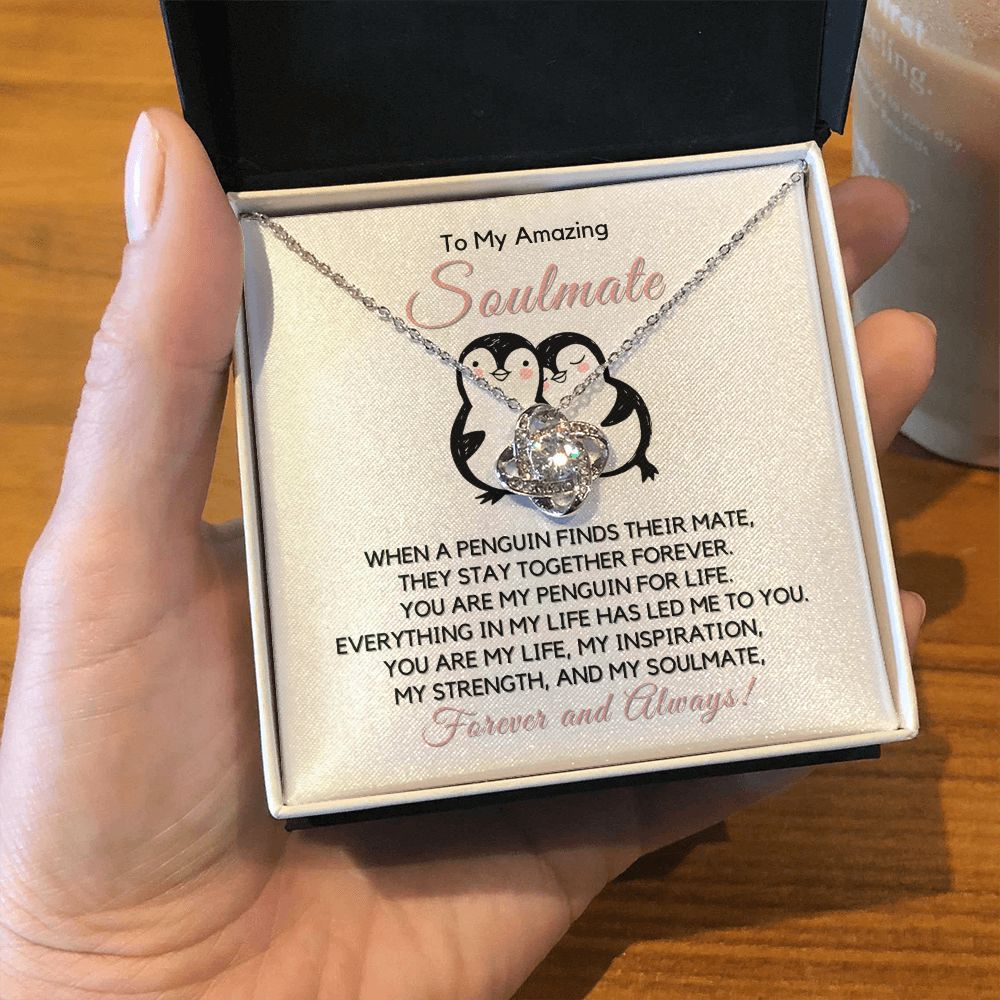 To My Soulmate-"You Are My Life" Love Knot Necklace