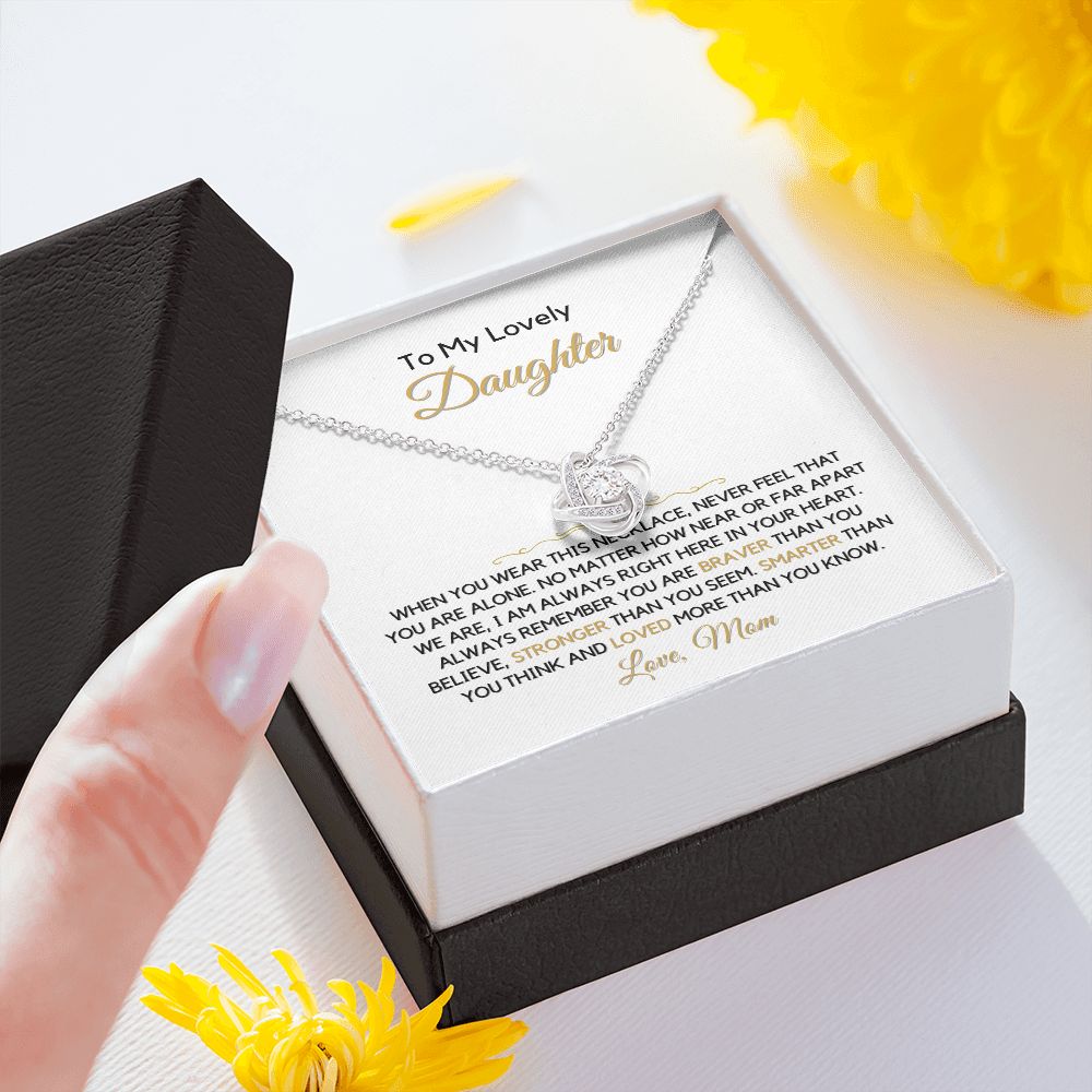 To My Daughter, From Mom-"You Are Never Alone" Love Knot Necklace
