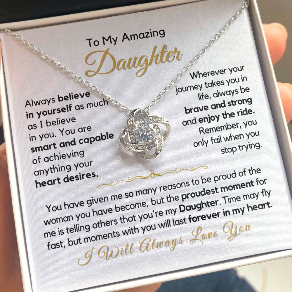 To My Daughter-"You Are Capable of Anything" Love Knot Necklace