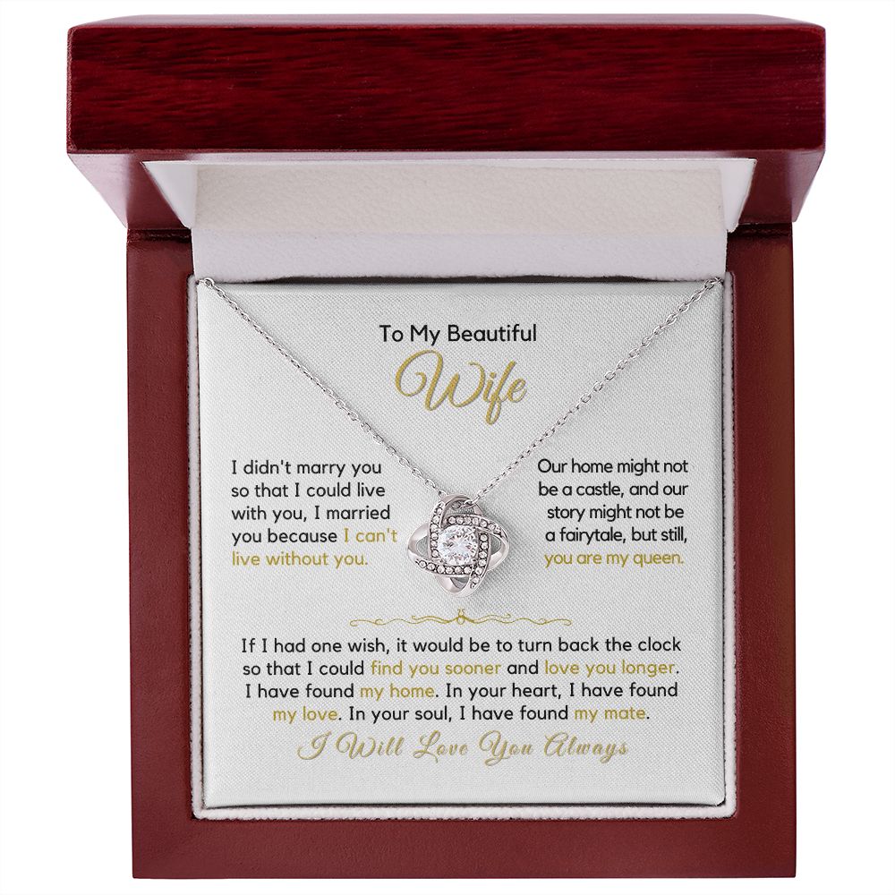 To My Wife-"I Found My Mate" Love Knot Necklace