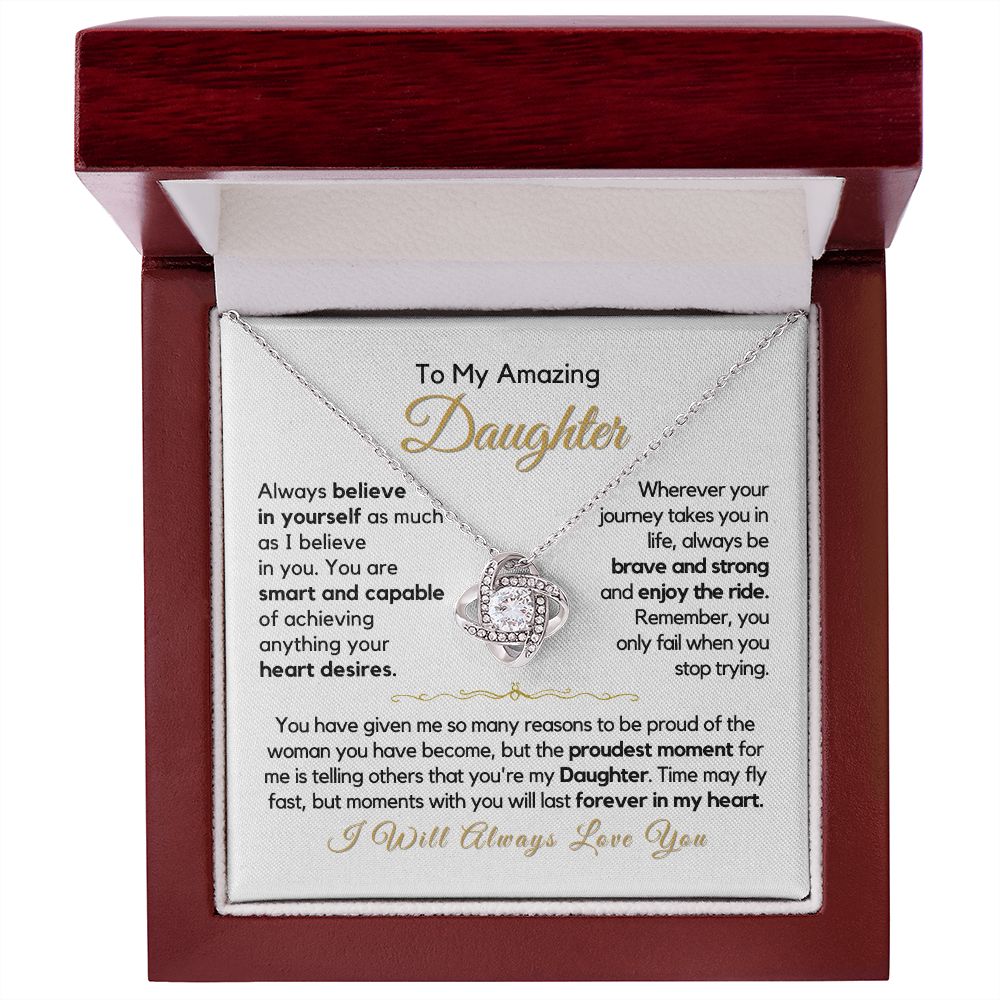 To My Daughter-"You Are Capable of Anything" Love Knot Necklace