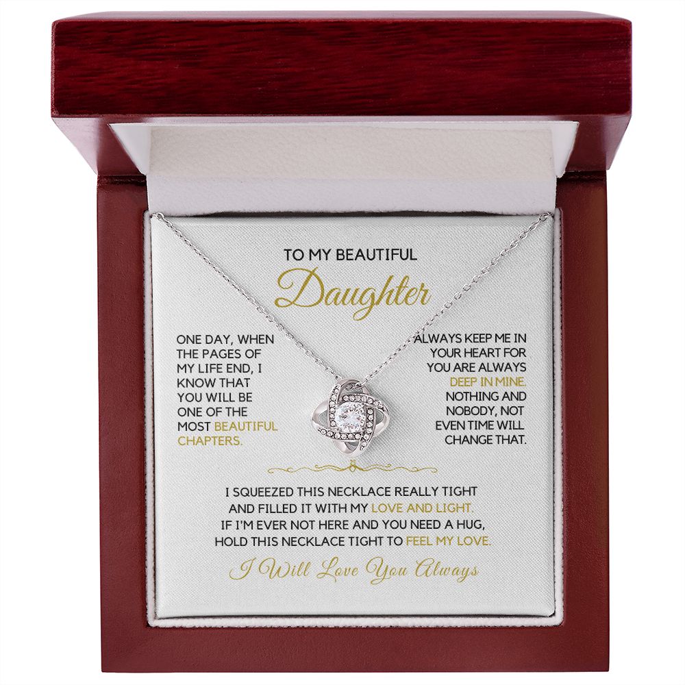 To My Daughter-"Beautiful Chapters" Love Knot Necklace