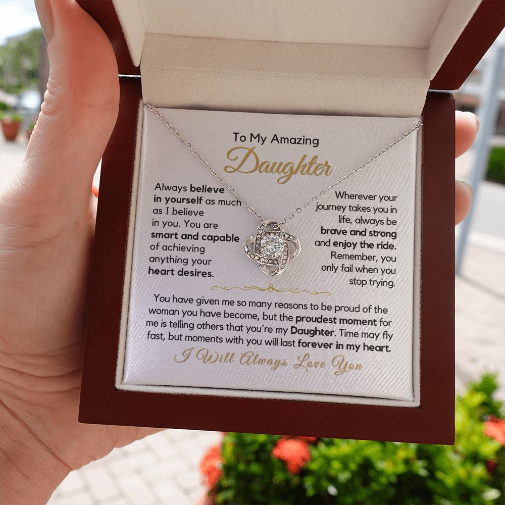 To My Daughter-"You Are Capable of Anything" Love Knot Necklace