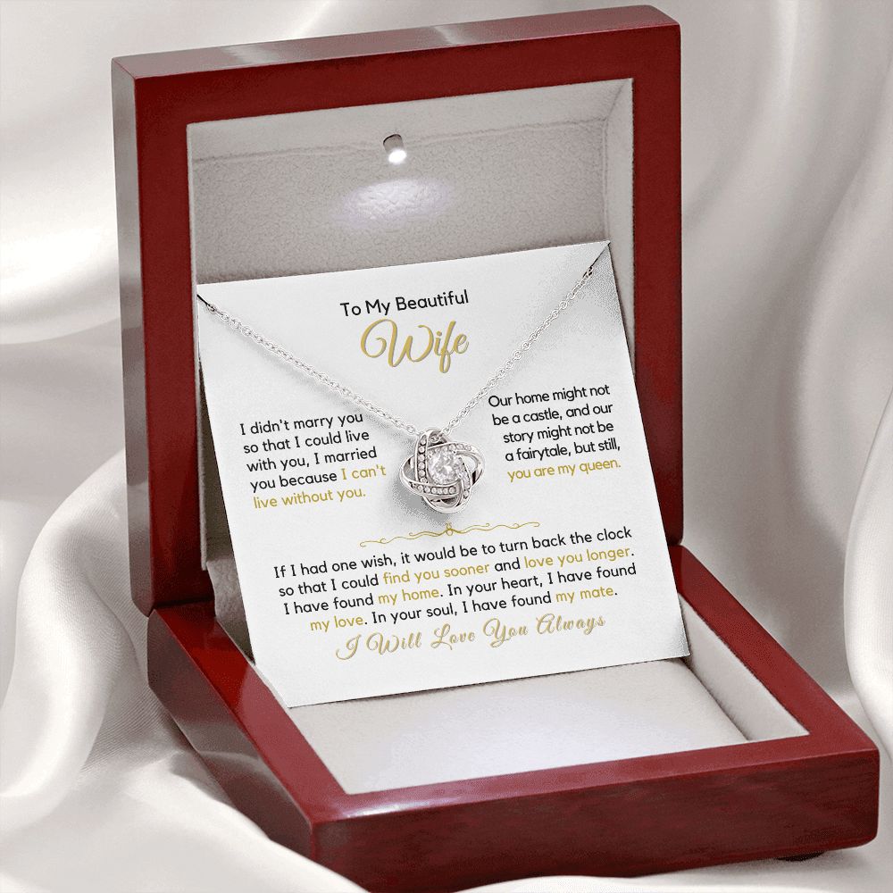 To My Wife-"I Found My Mate" Love Knot Necklace