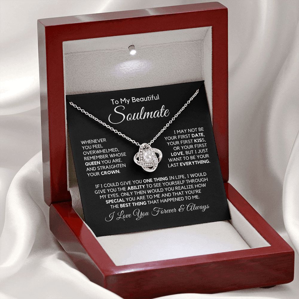 To My Soulmate-"My Queen" Love Knot Necklace