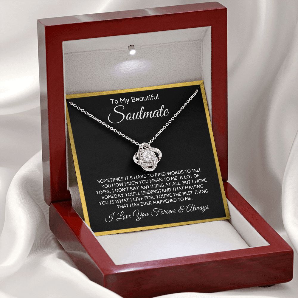 To My Soulmate-"I Live For You" Love Knot Necklace