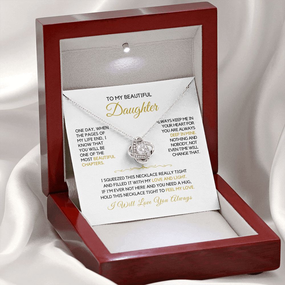 To My Daughter-"Beautiful Chapters" Love Knot Necklace