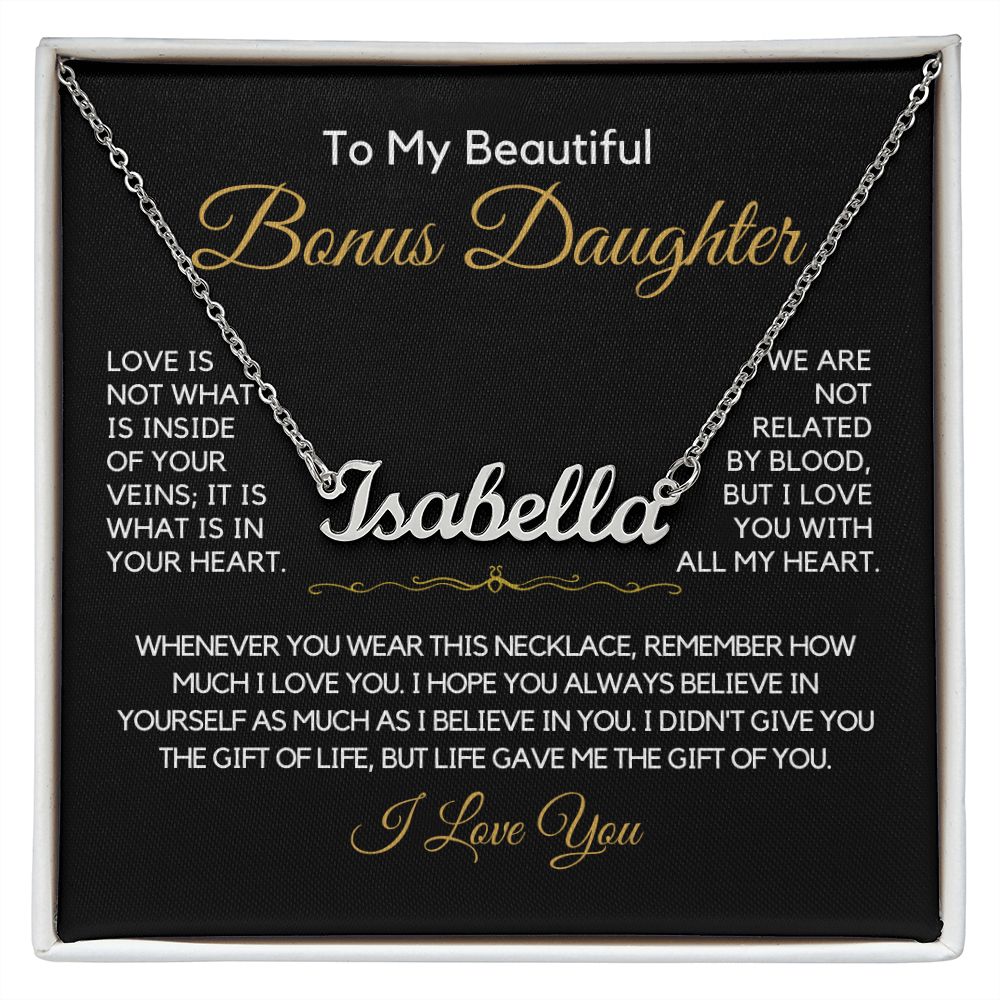 To My Bonus Daughter-"I Believe In You" Personalized Name Necklace