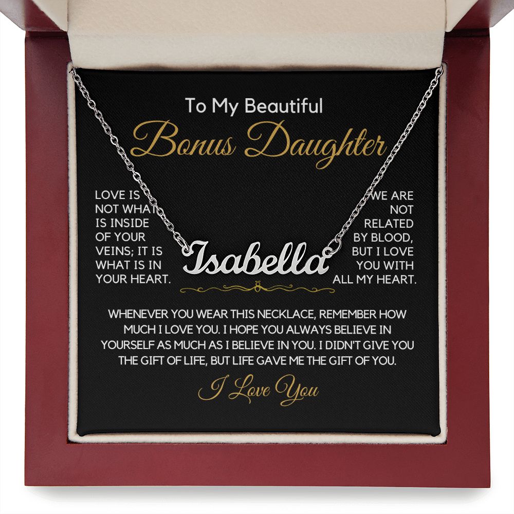 To My Bonus Daughter-"I Believe In You" Personalized Name Necklace