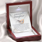 To My Beautiful Daughter-"I Love You" Hearts Necklace (mahogany box)