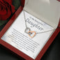 To My Beautiful Daughter-"I Love You" Hearts Necklace (mahogany box)