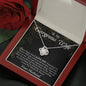To My Gorgeous Wife-"I Love You Forever & Always" Love Knot Necklace (mahogany box)