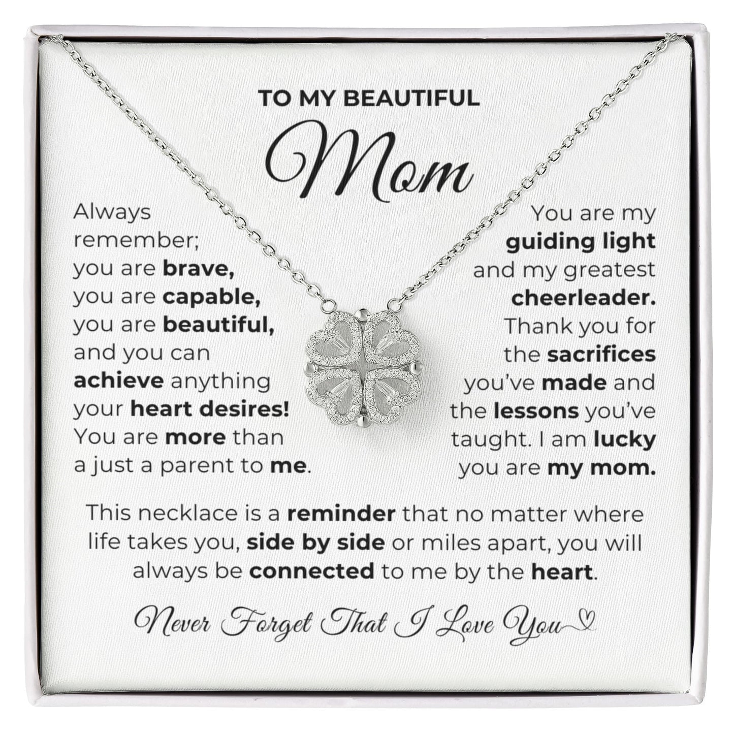 Lucky You Are My Mom-Magnetic Hearts Necklace
