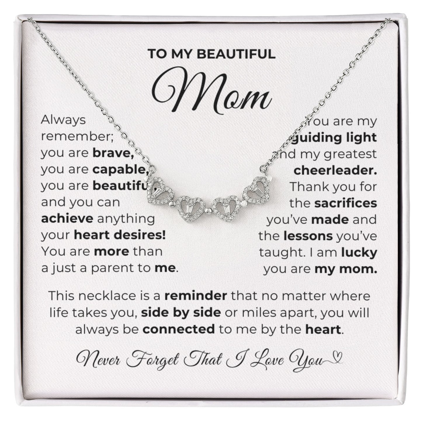 Lucky You Are My Mom-Magnetic Hearts Necklace