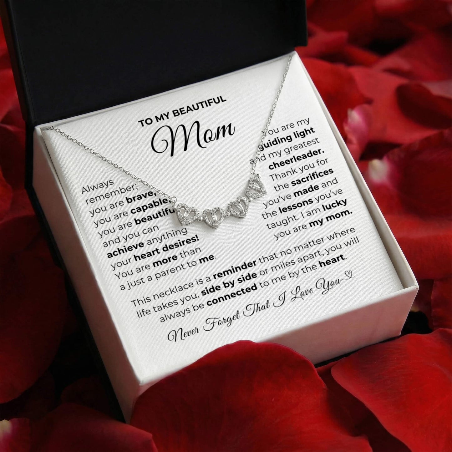 Lucky You Are My Mom-Magnetic Hearts Necklace