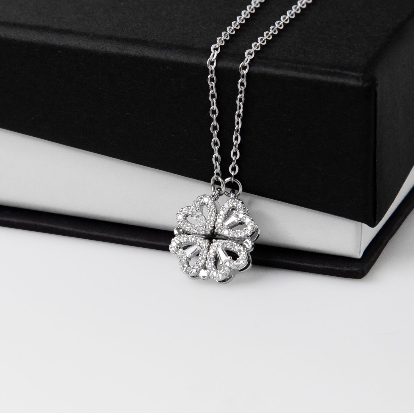 Lucky You Are My Mom-Magnetic Hearts Necklace