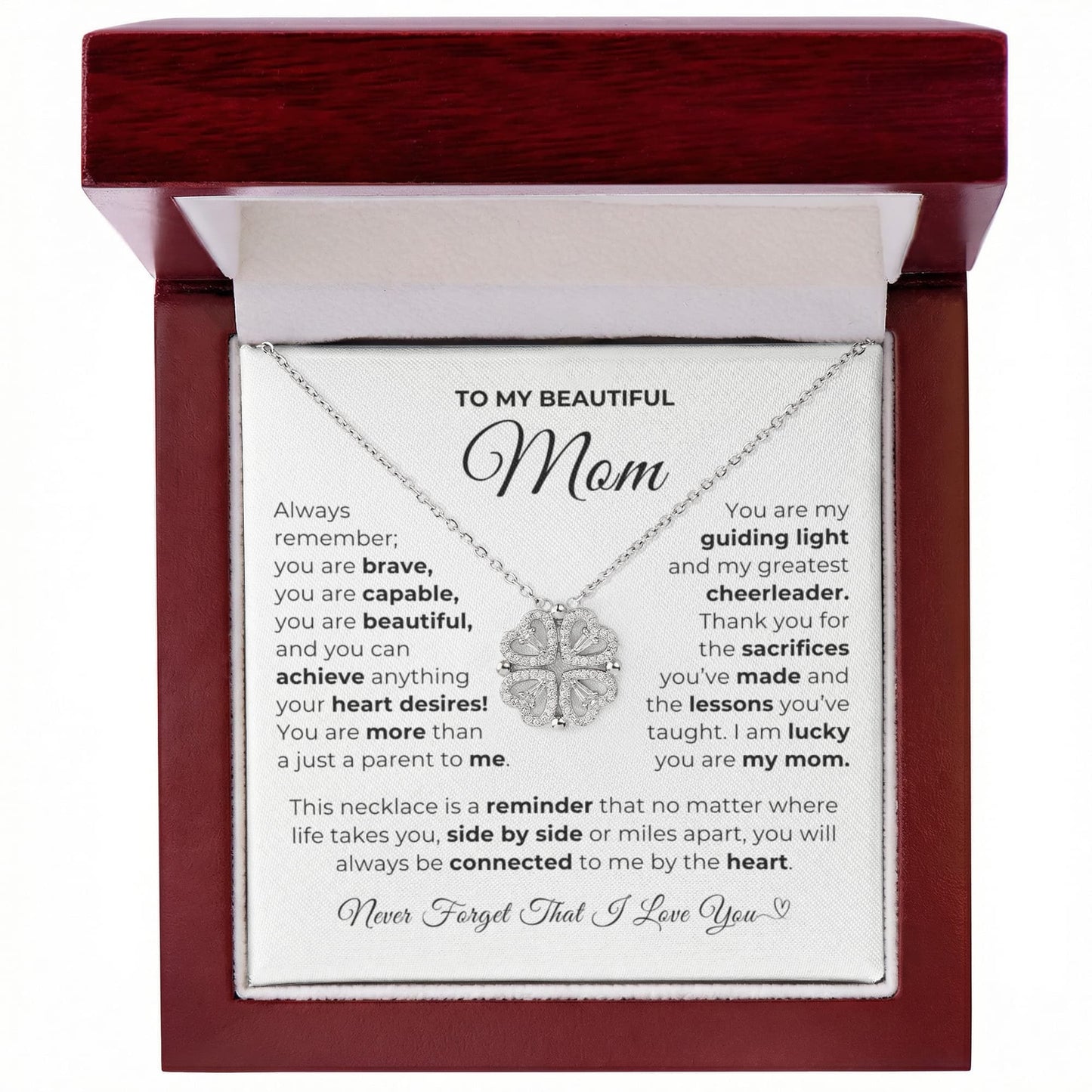Lucky You Are My Mom-Magnetic Hearts Necklace