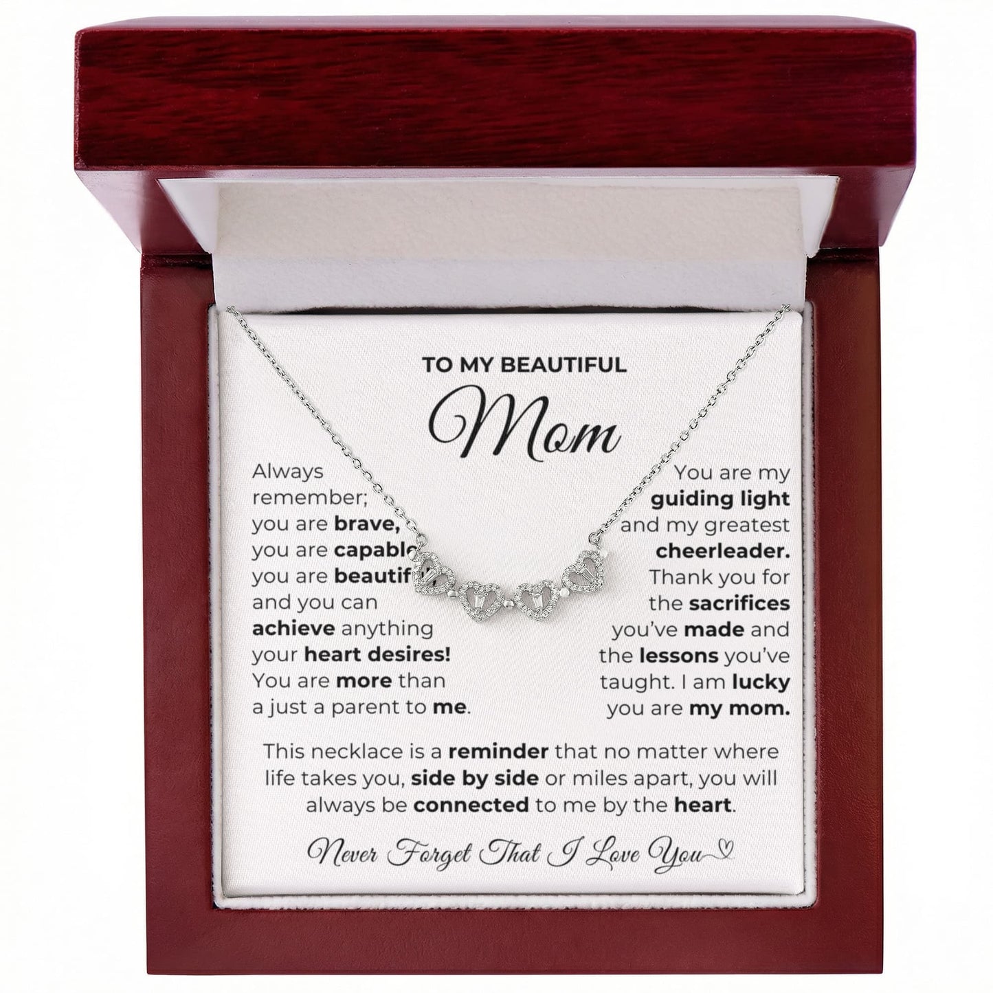 Lucky You Are My Mom-Magnetic Hearts Necklace