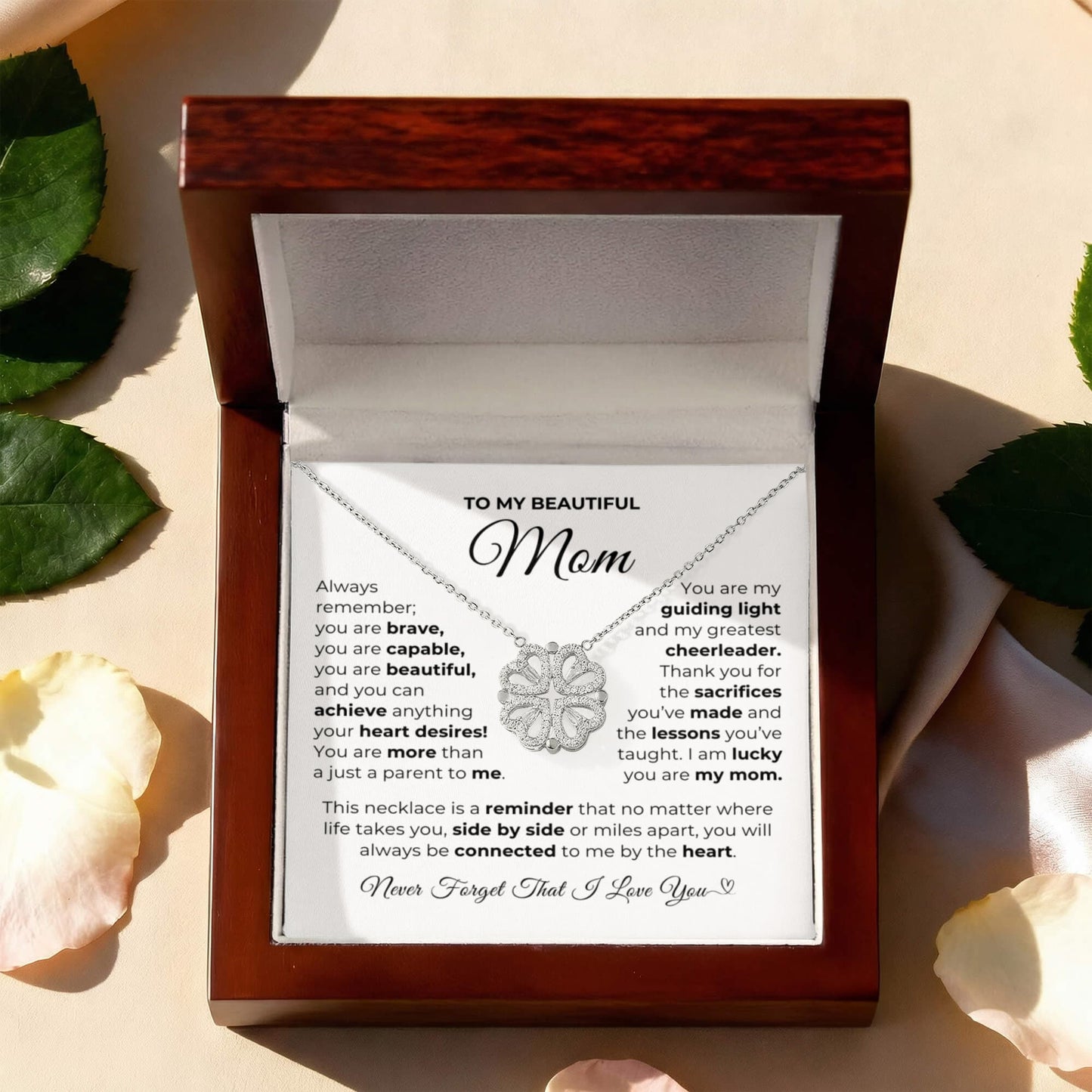 Lucky You Are My Mom-Magnetic Hearts Necklace