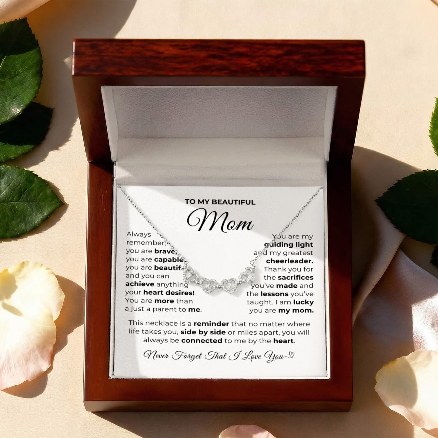 Lucky You Are My Mom-Magnetic Hearts Necklace