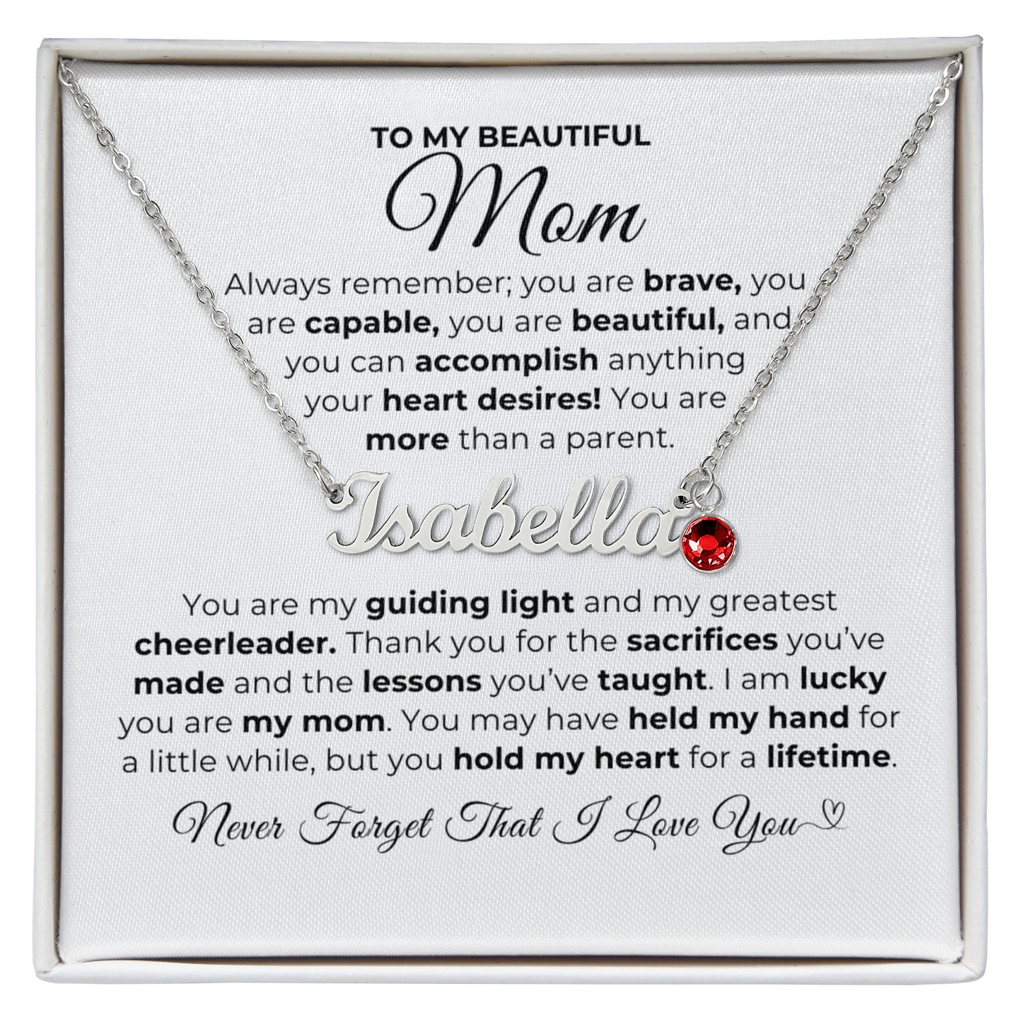 You Are My Guiding Light- Mom Necklace with Birthstone