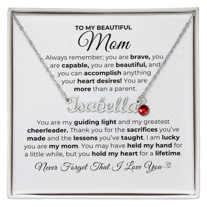 You Are My Guiding Light- Mom Necklace with Birthstone