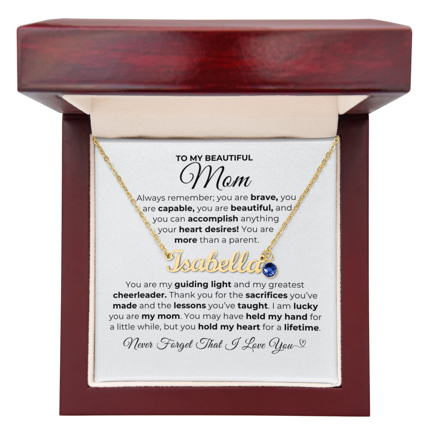 You Are My Guiding Light- Mom Necklace with Birthstone