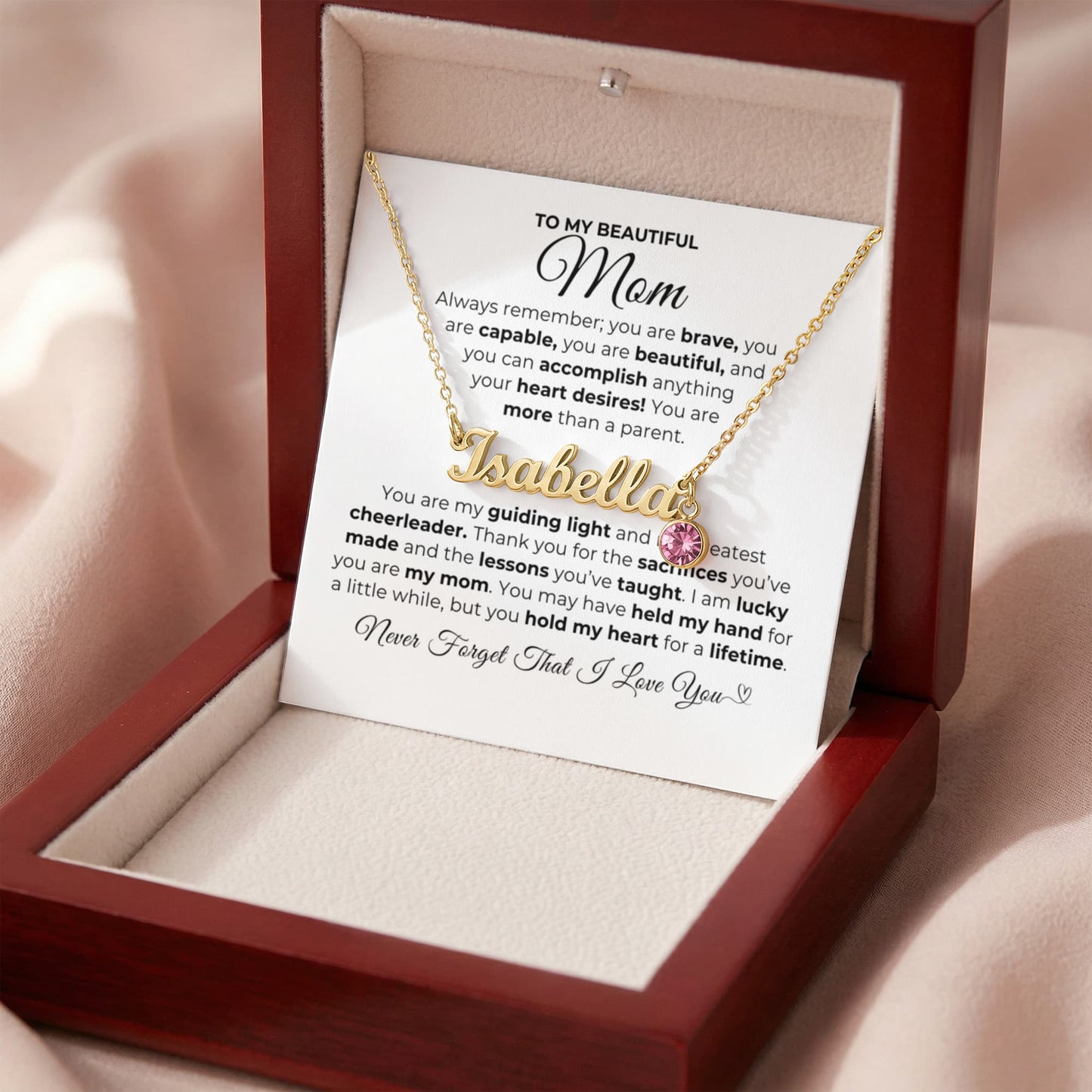 You Are My Guiding Light- Mom Necklace with Birthstone