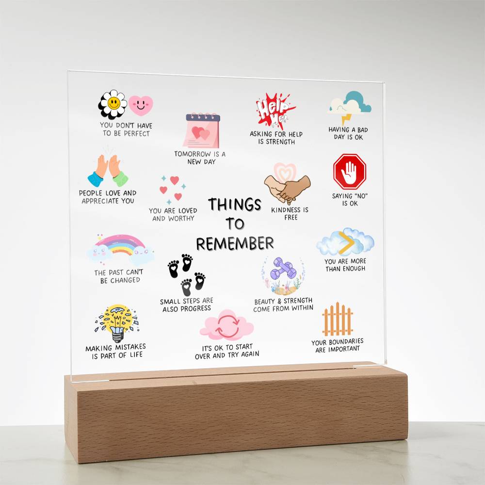 Things To Remember-Positive Mindset Square Plaque