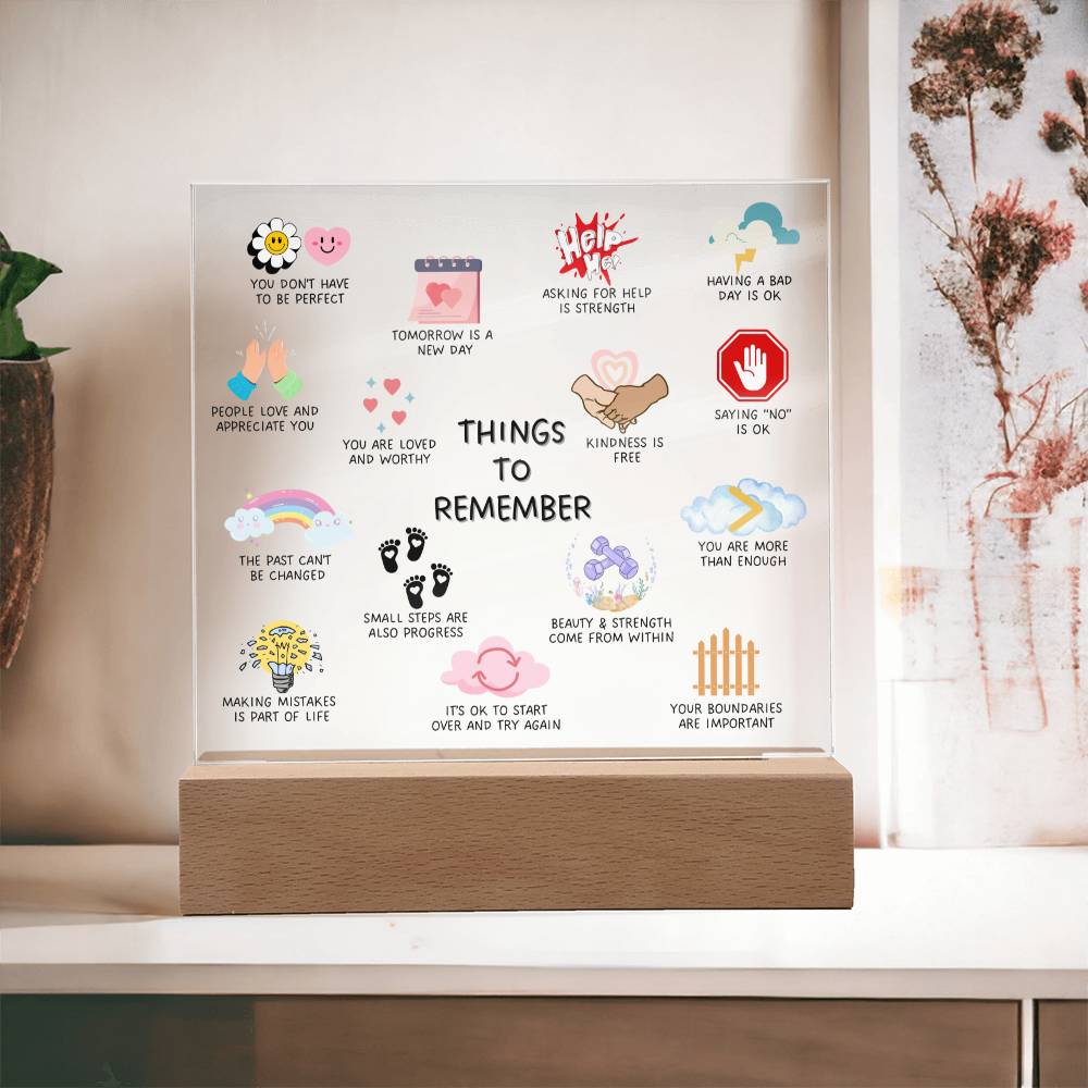 Things To Remember-Positive Mindset Square Plaque