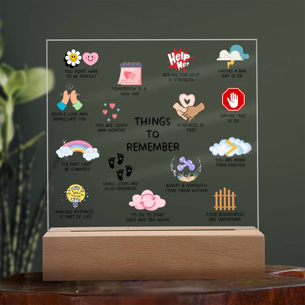 Things To Remember-Positive Mindset Square Plaque