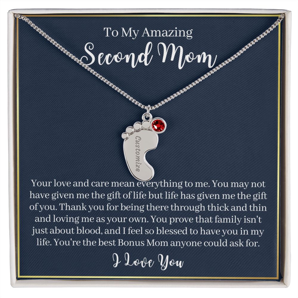 To My Amazing Second Mom-Baby Feet Necklace