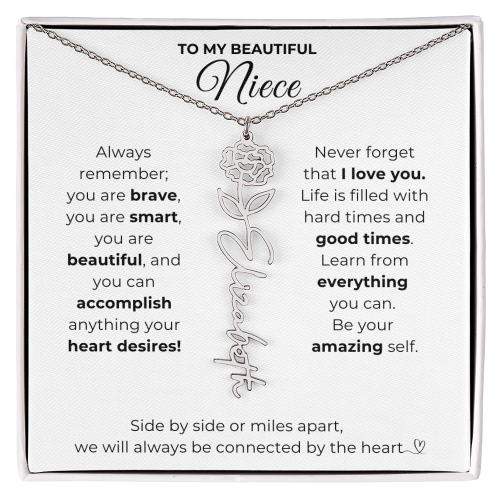 Personalized Name Necklace with Birth Flower For Niece-Be Your Amazing Self