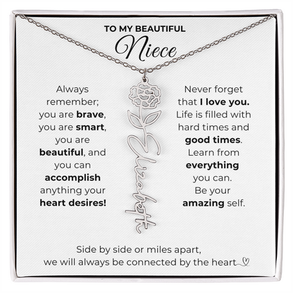Personalized Name Necklace with Birth Flower For Niece-Be Your Amazing Self