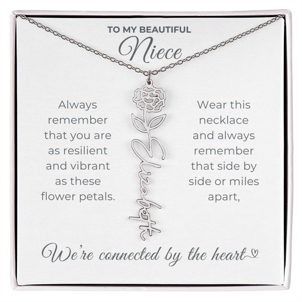 To My Beautiful Niece-"Vibrant Flower" Birth Month Name Necklace