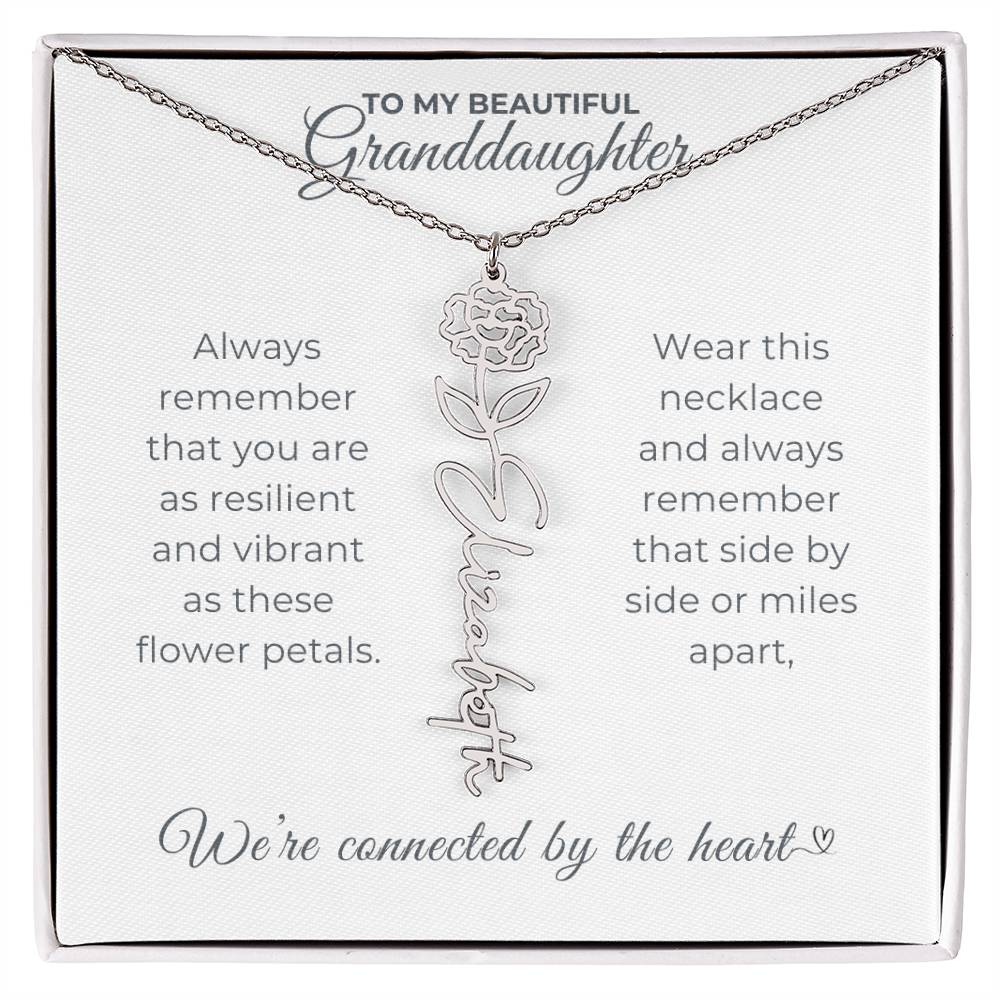 To My Beautiful Granddaughter-"Vibrant and Resilient" Birth Month Name Necklace