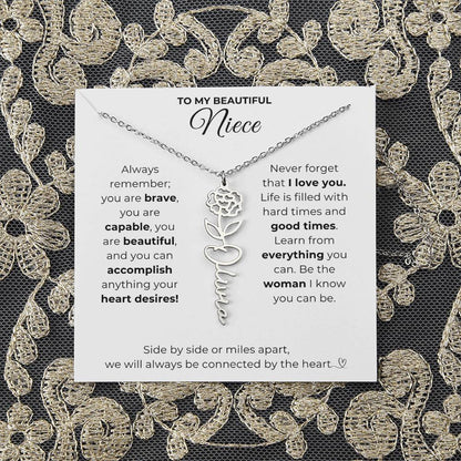 Personalized Name Necklace with Birth Flower For Niece