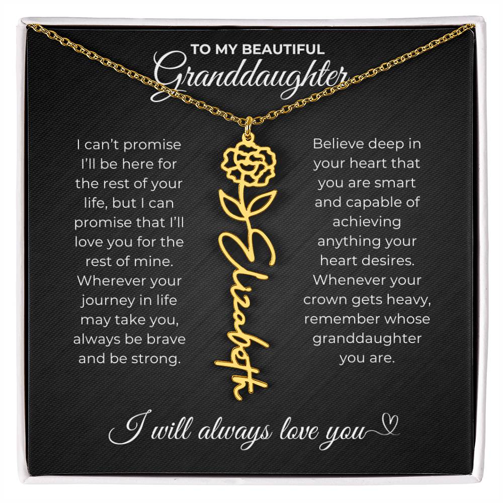 To My Beautiful Granddaughter-"Be Brave and Strong" Birth Month Name Necklace