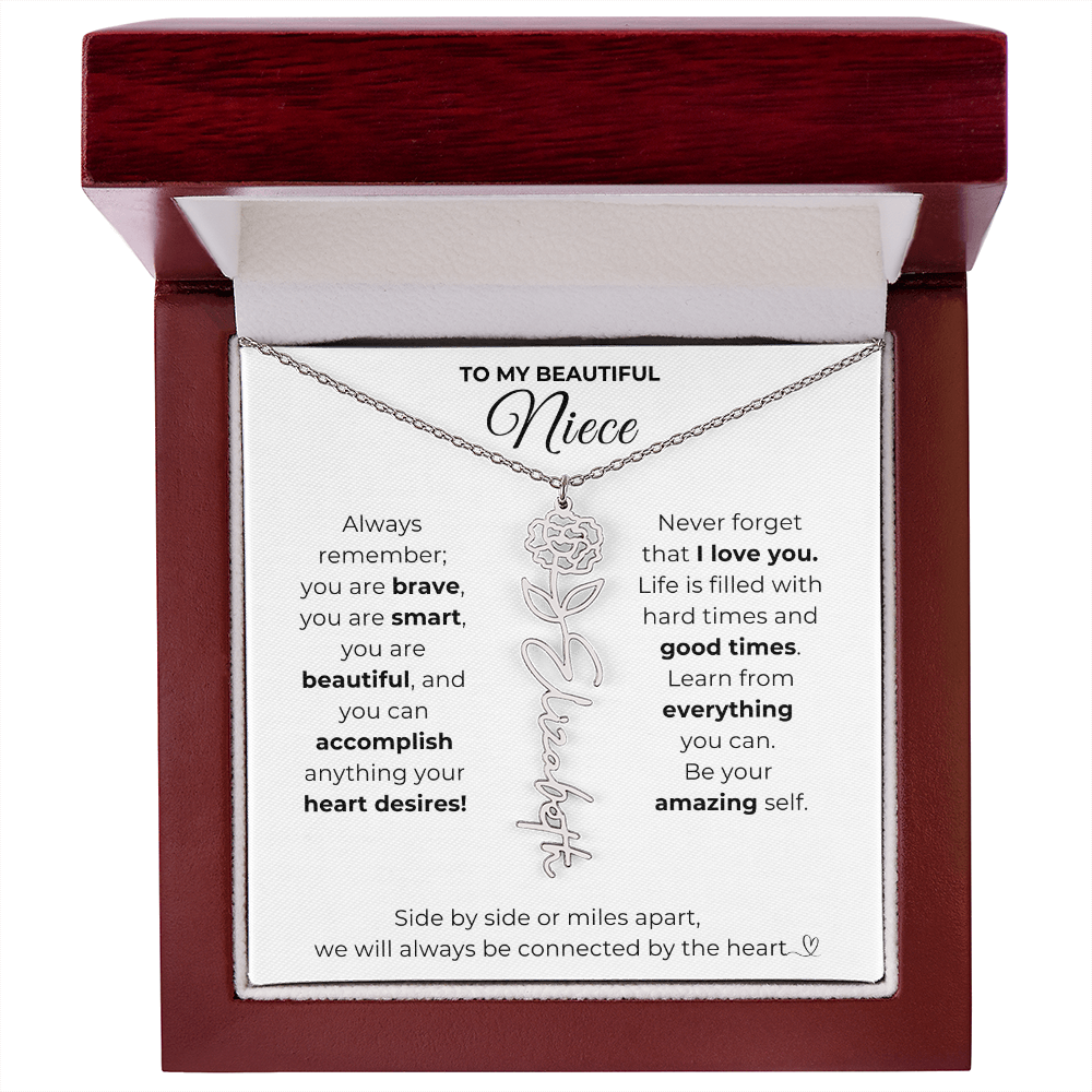 Personalized Name Necklace with Birth Flower For Niece-Be Your Amazing Self
