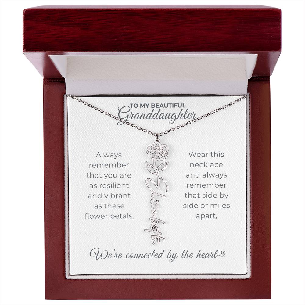 To My Beautiful Granddaughter-"Vibrant and Resilient" Birth Month Name Necklace