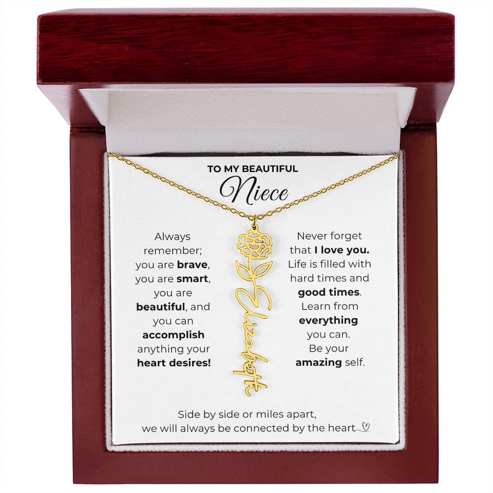 Personalized Name Necklace with Birth Flower For Niece-Be Your Amazing Self