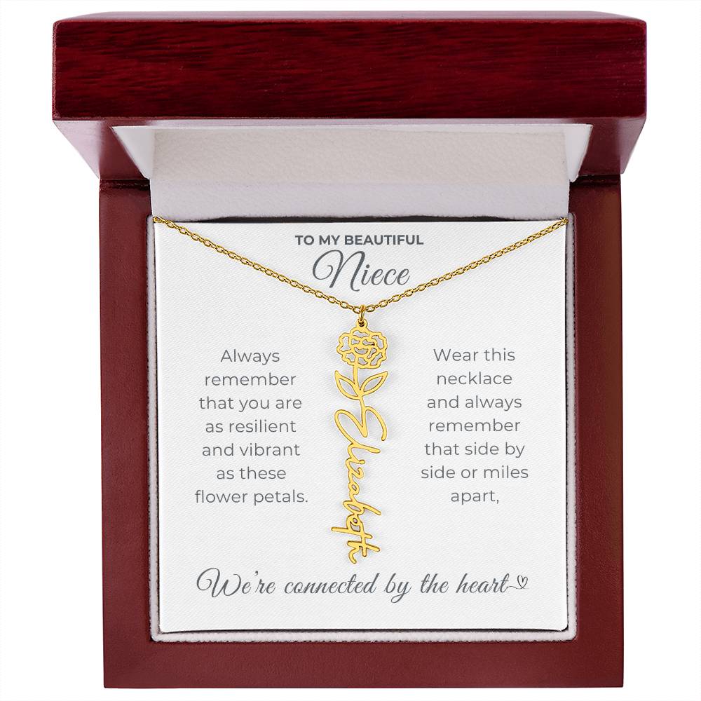 To My Beautiful Niece-"Vibrant Flower" Birth Month Name Necklace